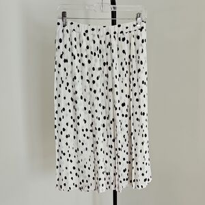 Banana Republic White Midi Skirt with Black Dots